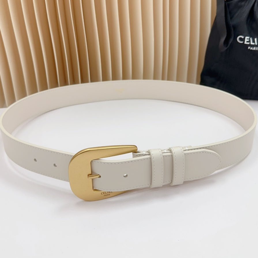 CELINE White Gold Buckle Belt