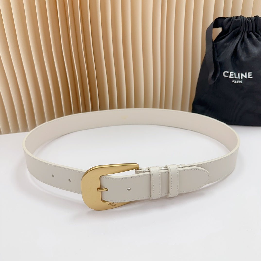 CELINE White Gold Buckle Belt
