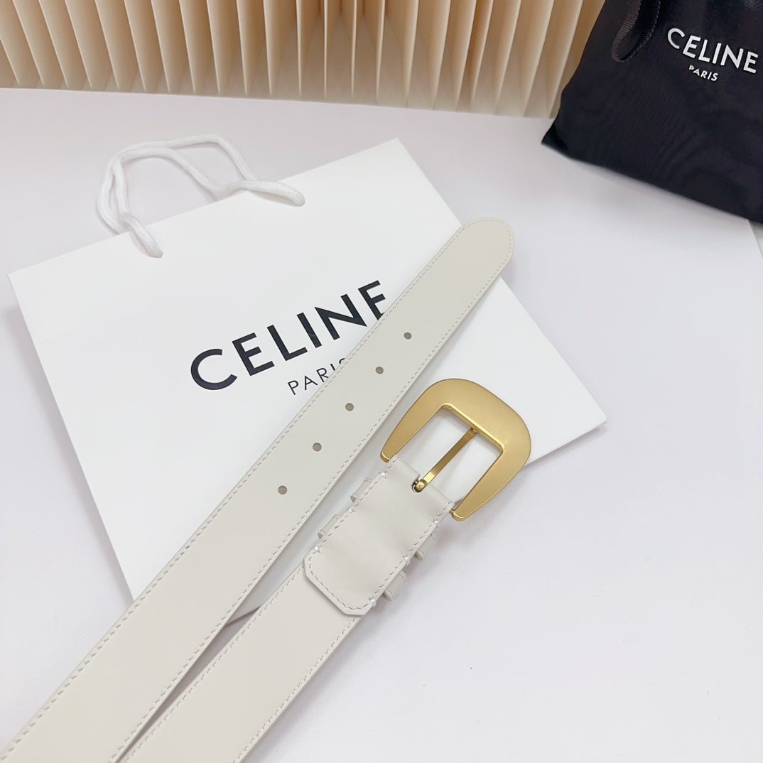 CELINE White Gold Buckle Belt - Image 6