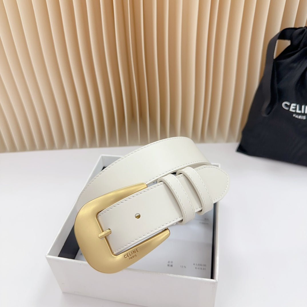 CELINE White Gold Buckle Belt - Image 8