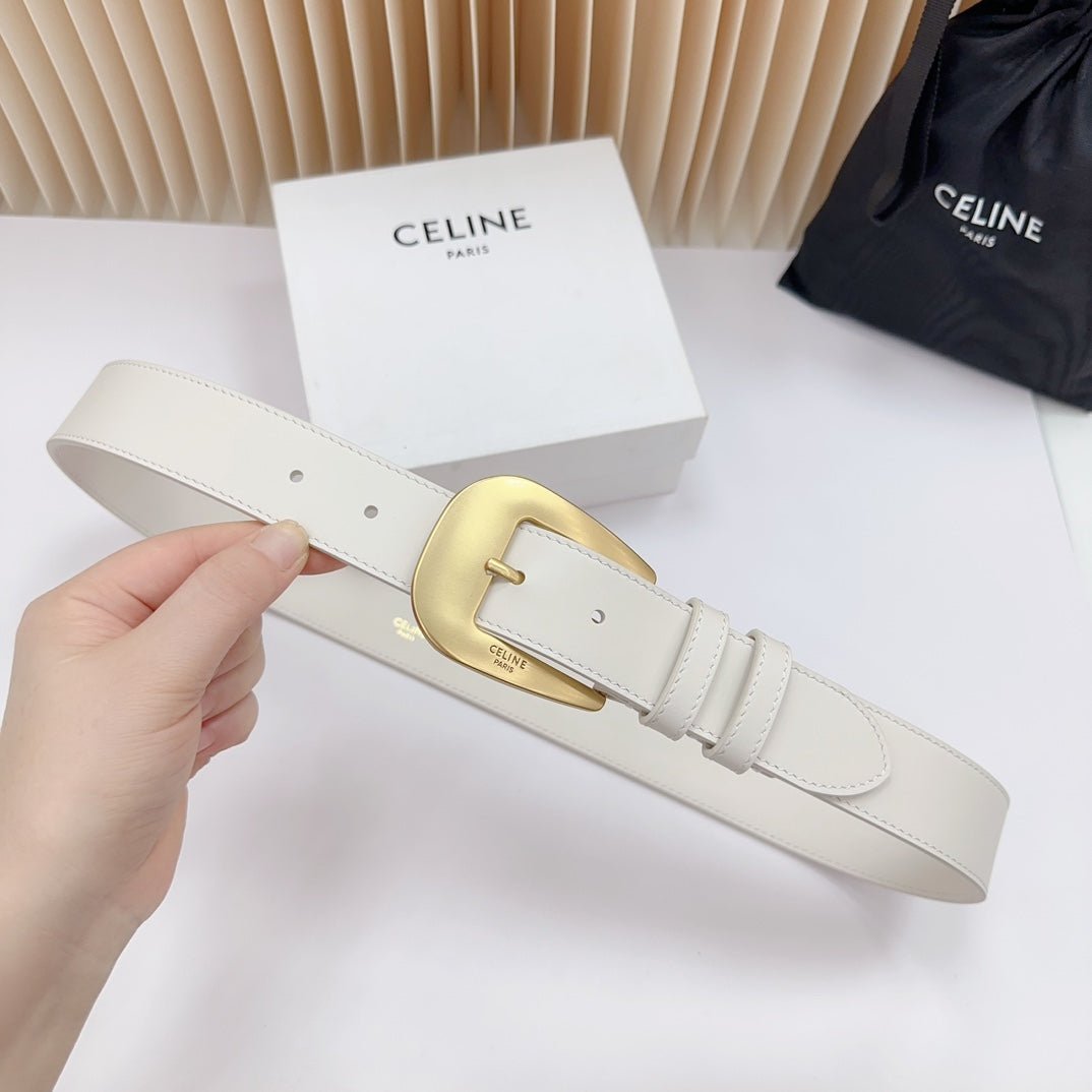 CELINE White Gold Buckle Belt - Image 6