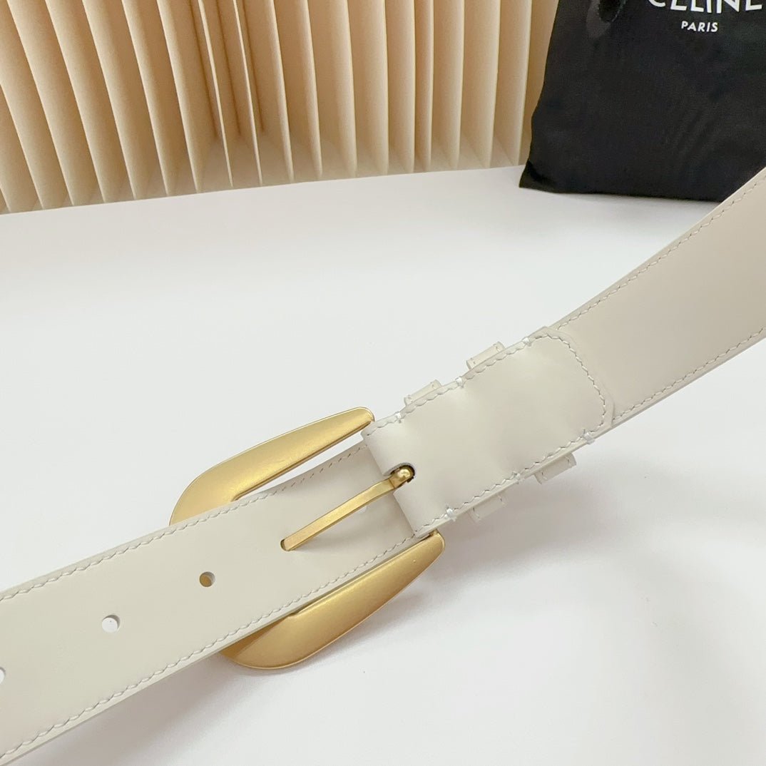 CELINE White Gold Buckle Belt - Image 9