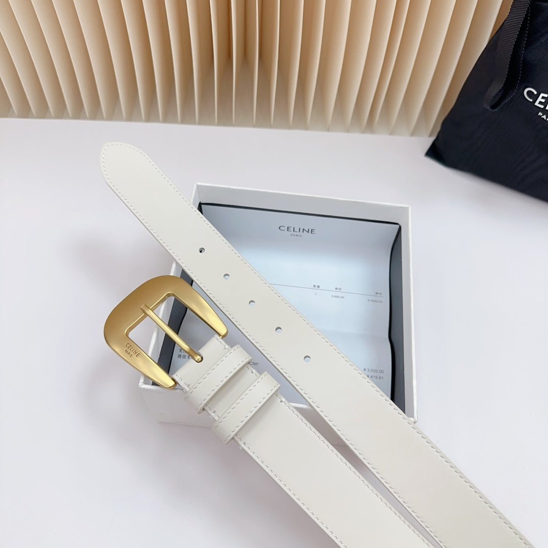 CELINE White Gold Buckle Belt - Image 5