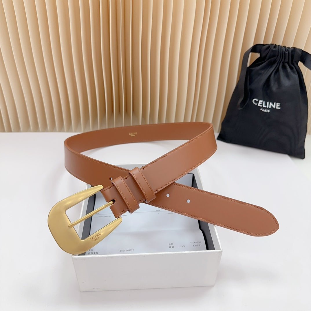 Alternative view of CELINE Tan Gold Buckle Belt