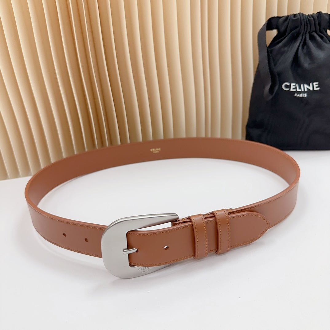 Alternative view of CELINE Tan Silver Buckle Belt