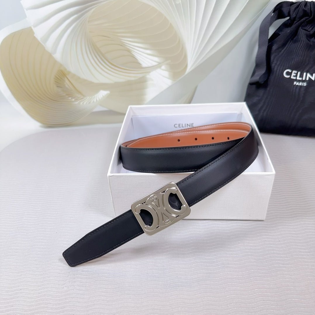 CELINE White Gold Buckle Belt - Image 6