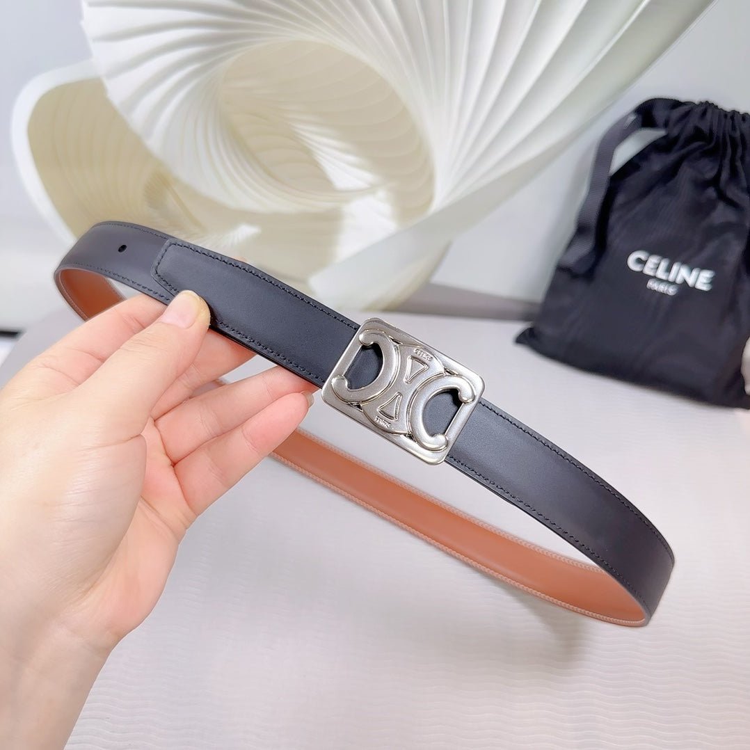 CELINE White Gold Buckle Belt - Image 5