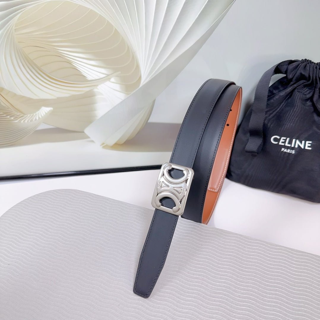 CELINE White Gold Buckle Belt - Image 3