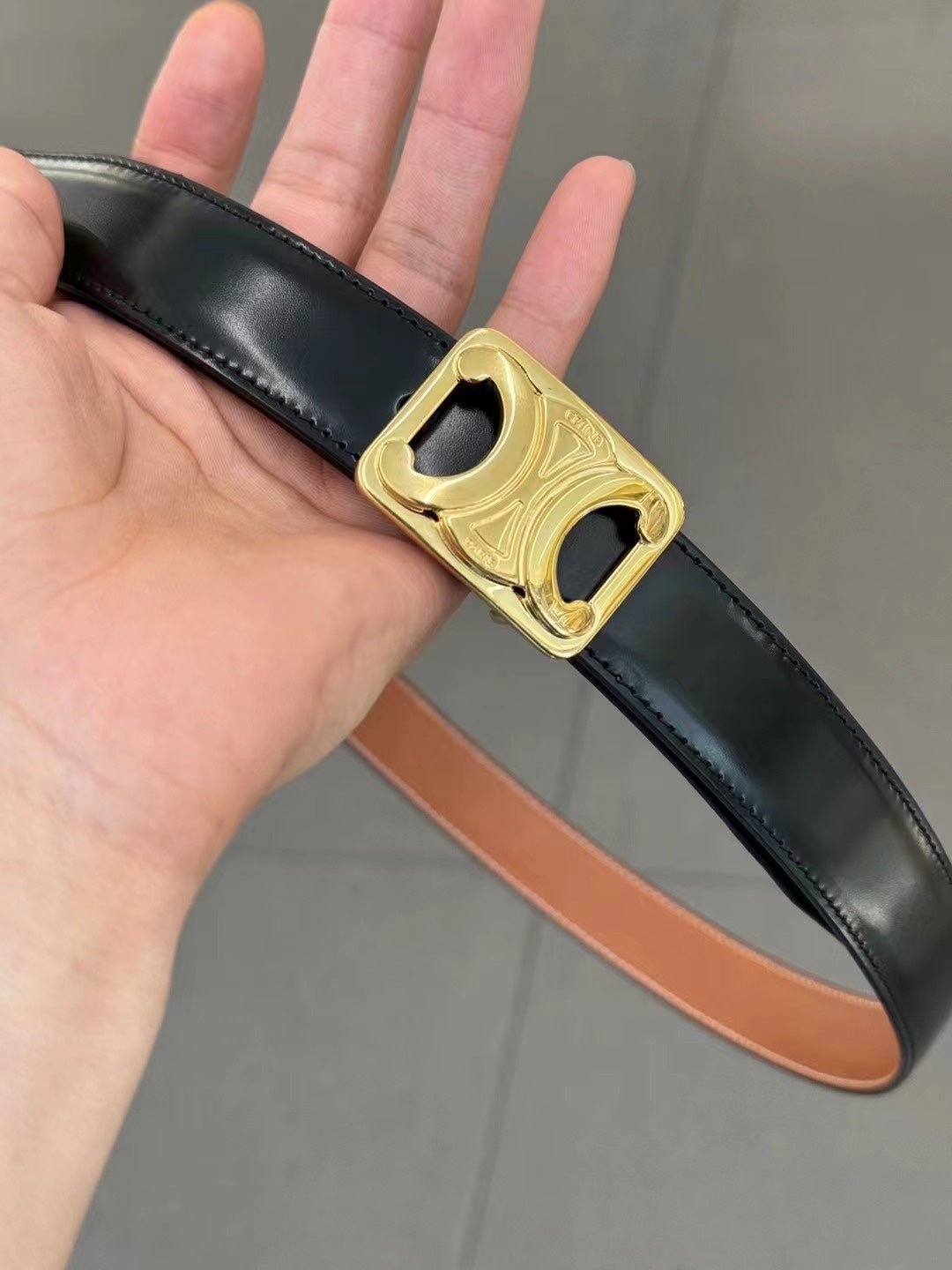 CELINE Black Brown Triomphe Belt - Image 4