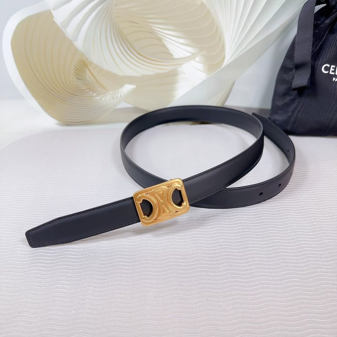Alternative view of CELINE Black Gold Buckle Belt