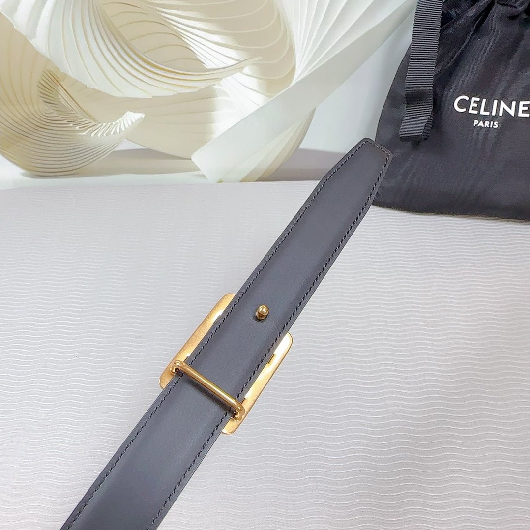 CELINE Black Gold Buckle Belt - Image 9