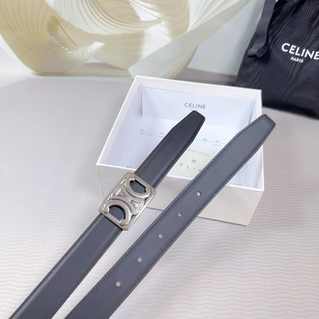 CELINE Black Triomphe Silver Belt - Image 7