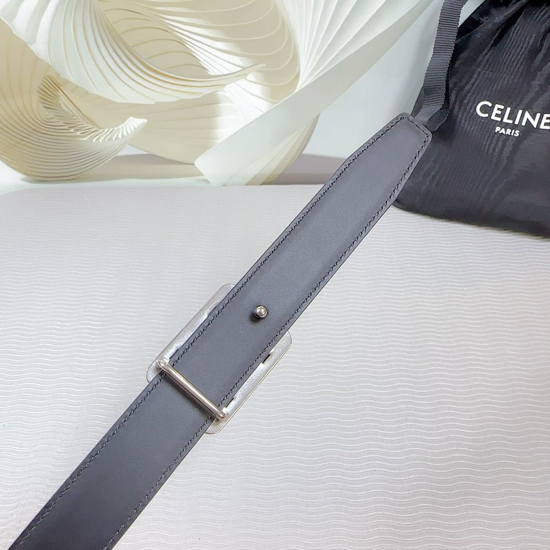 CELINE Black Triomphe Silver Belt - Image 9