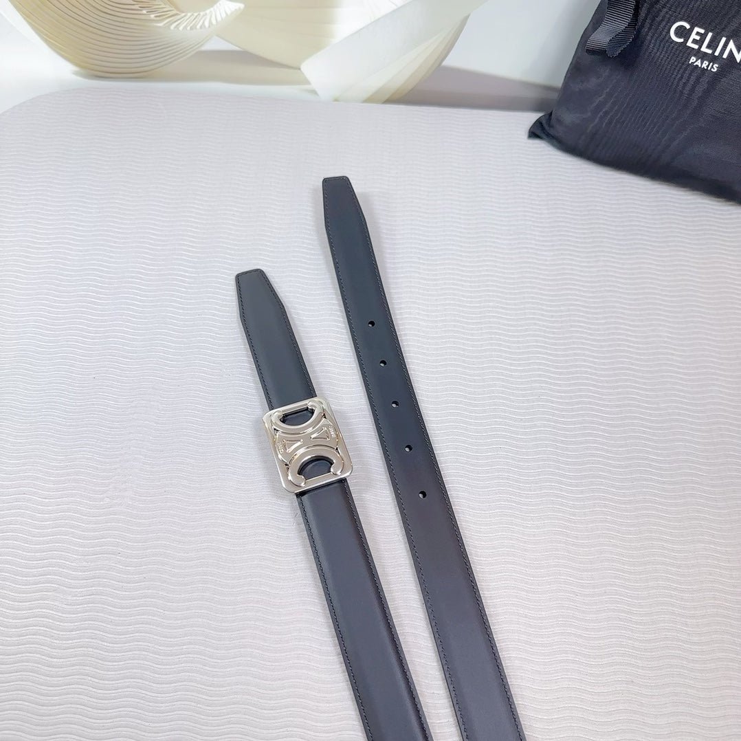 CELINE Black Triomphe Silver Belt - Image 8