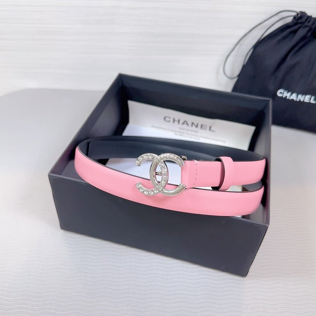 Chanel Pink Crystal Leather Belt