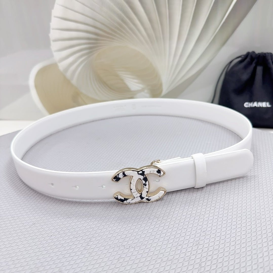 Chanel White Leopard Gold Buckle