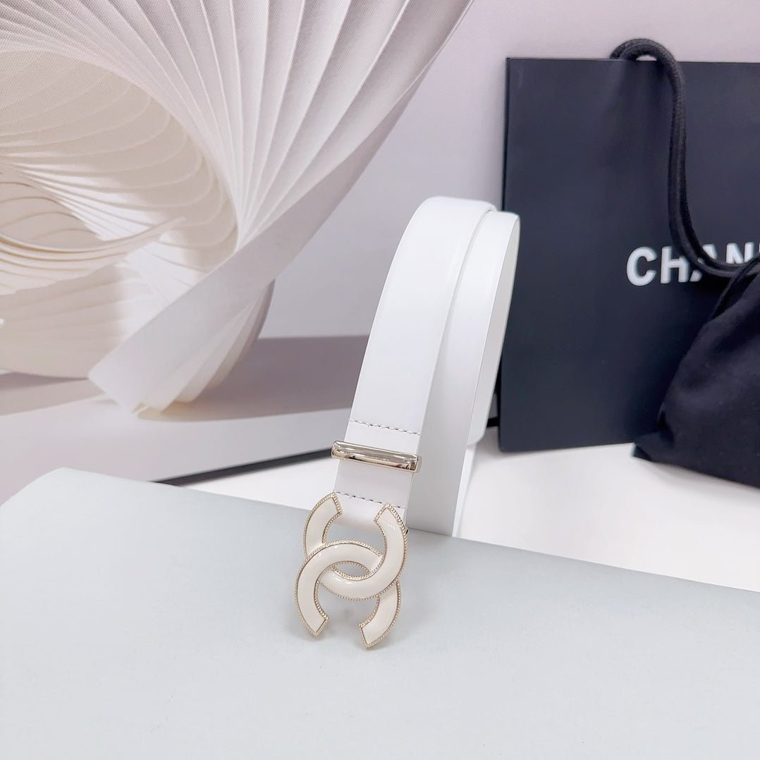 Alternative view of Chanel White Embossed Gold Belt