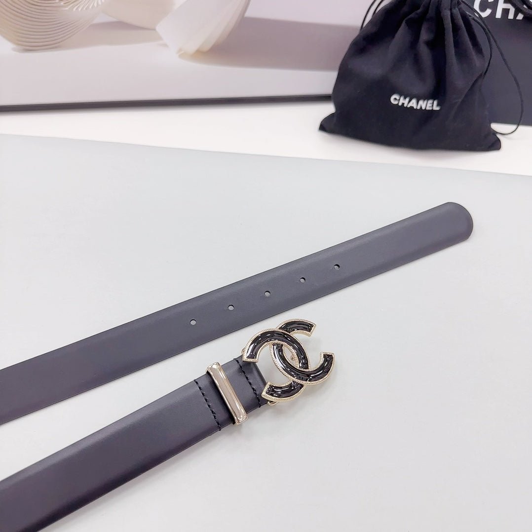 Chanel Black Trim Leather Belt - Image 6