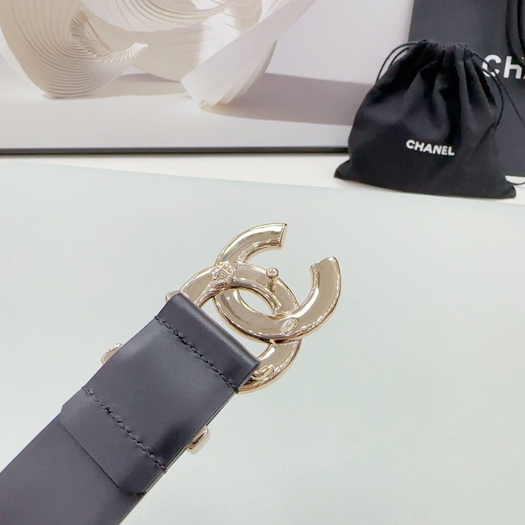 Chanel Black Trim Leather Belt - Image 7