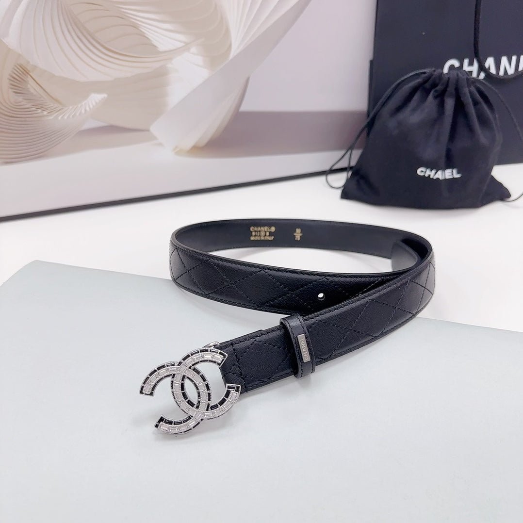 Alternative view of Chanel Black Quilted Silver Belt
