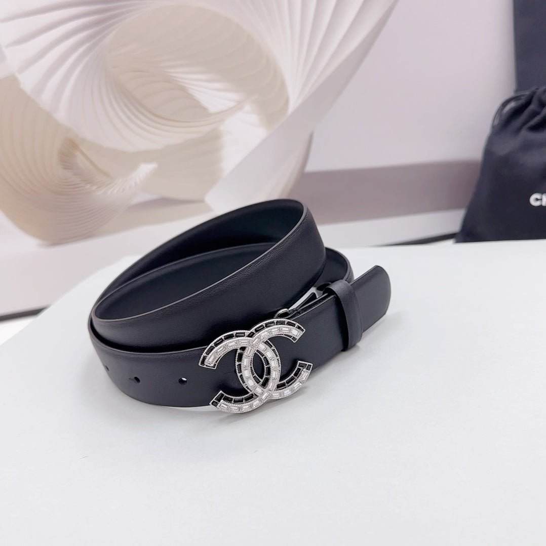 Alternative view of Chanel Black Silver Crystal Slim Belt