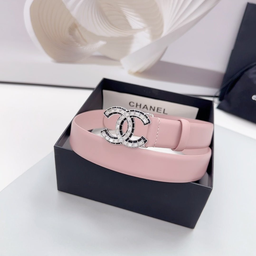 Chanel Pink Crystal Trim Belt - Image 3