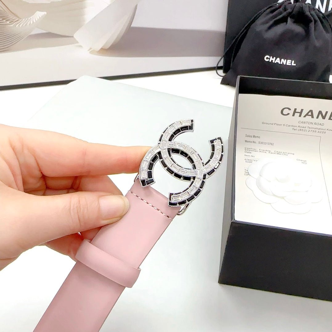 Chanel Pink Crystal Trim Belt - Image 7