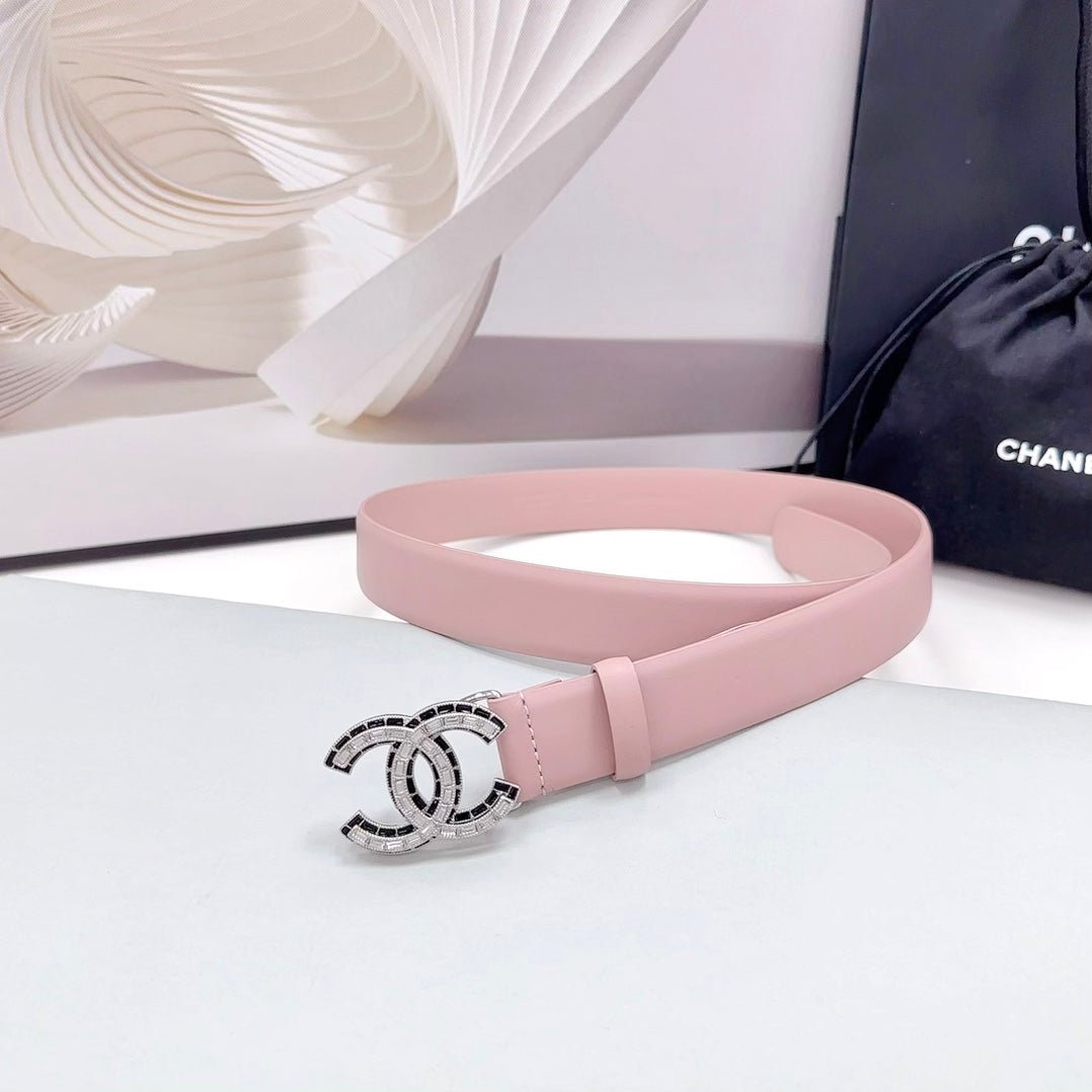 Chanel Pink Crystal Trim Belt - Image 4