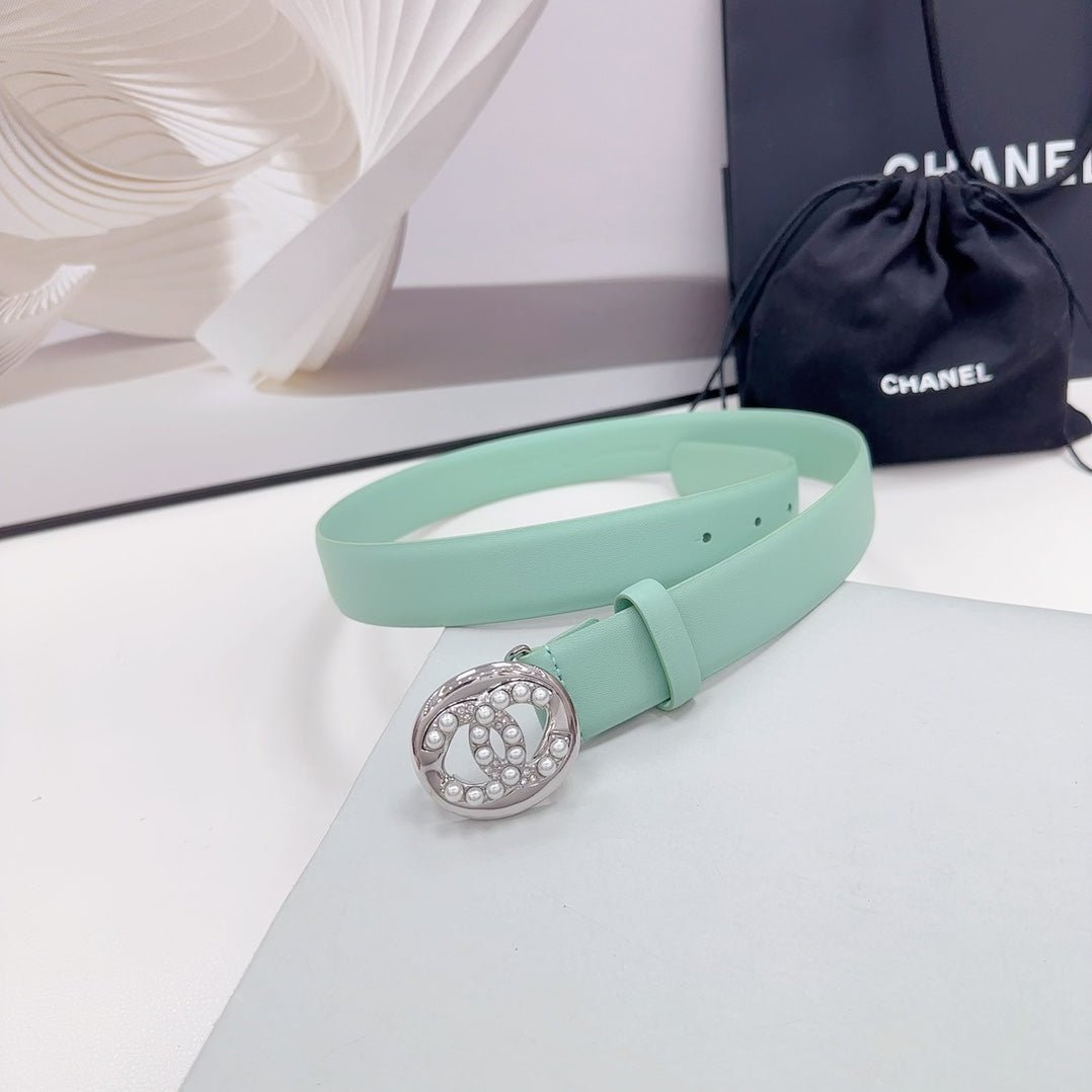 Alternative view of Chanel Mint Silver Pearl Plain Belt