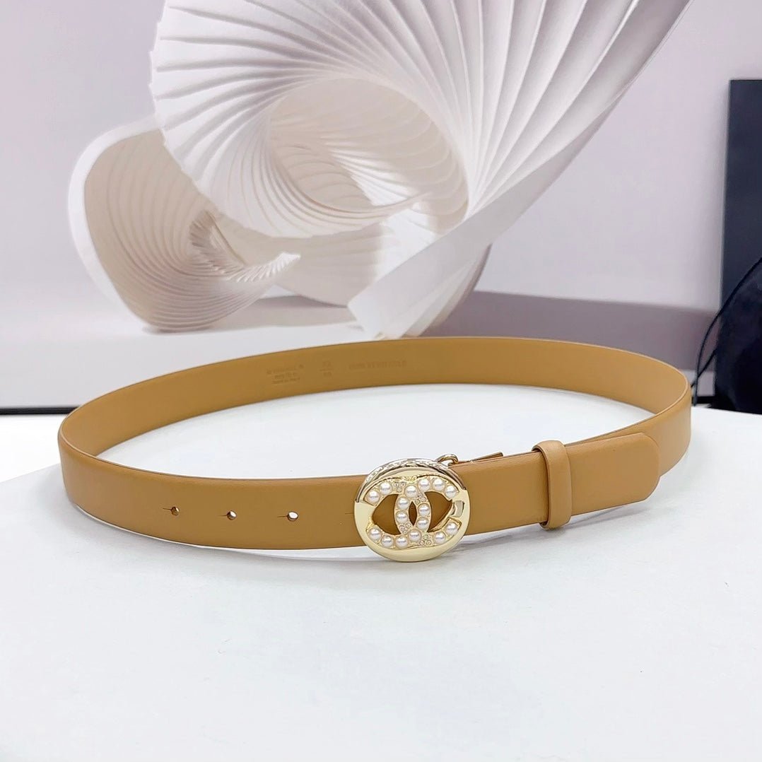 Chanel Camel Pearl Belt