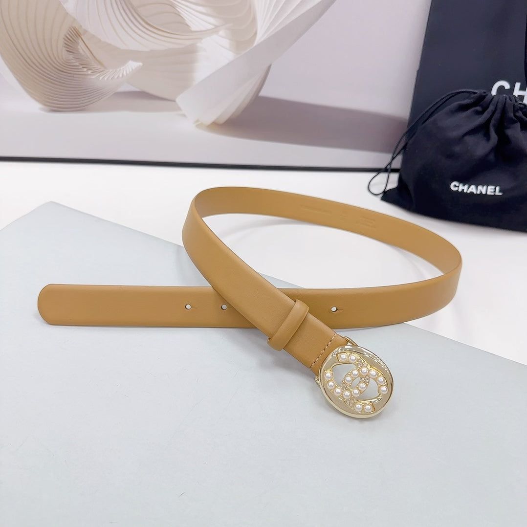 Chanel Camel Pearl Belt - Image 3