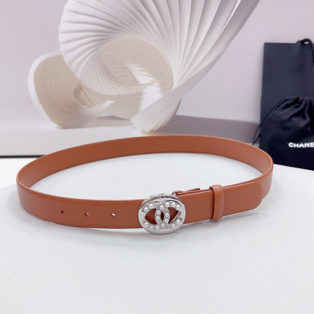 Chanel Caramel Silver Pearl Belt