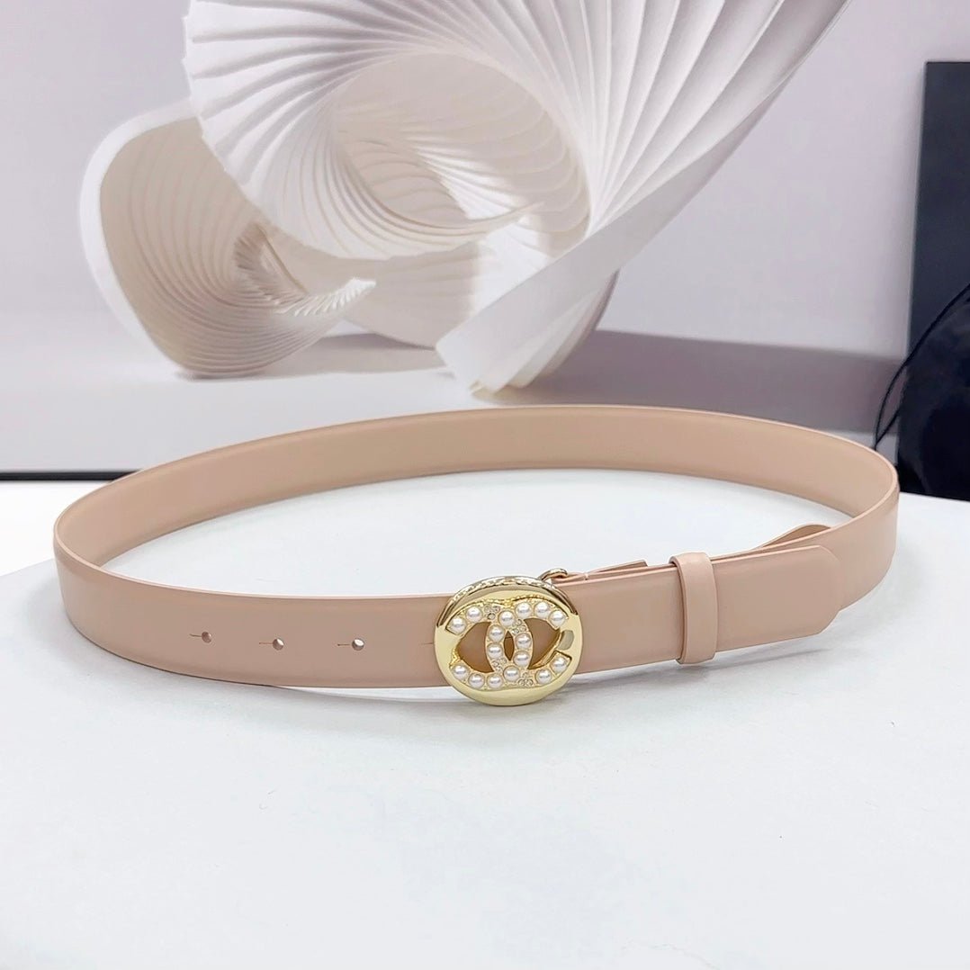 Chanel Nude Gold Pearl Leather Belt