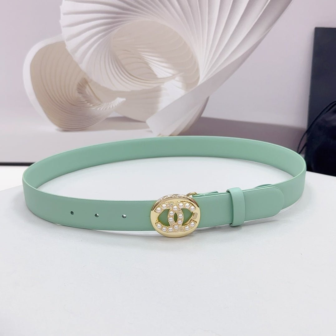 Chanel Mint Gold Pearl Slim Belt