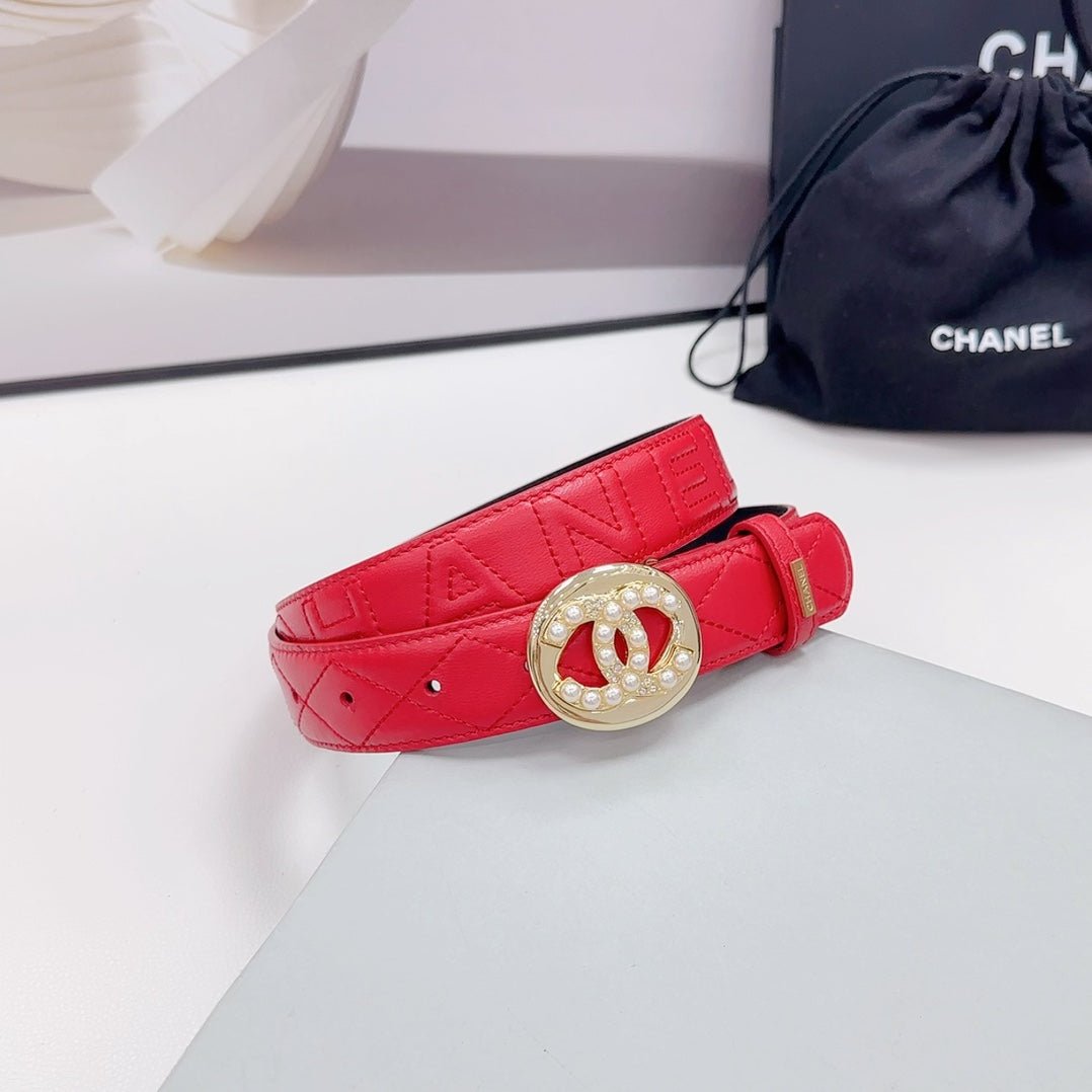 Alternative view of Chanel Red Quilt Pearl Belt