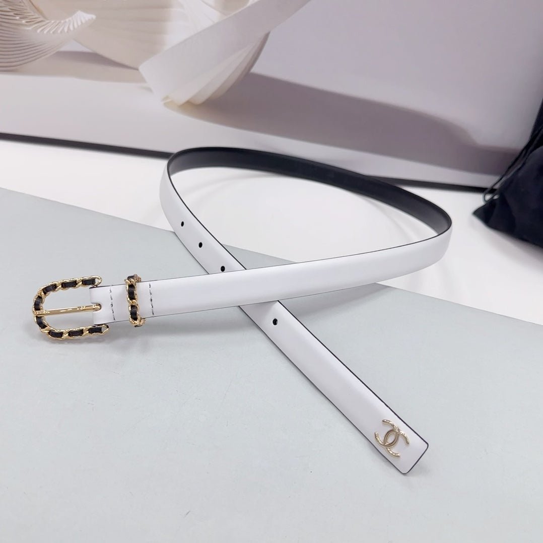 Alternative view of Chanel Woven Buckle White Belt