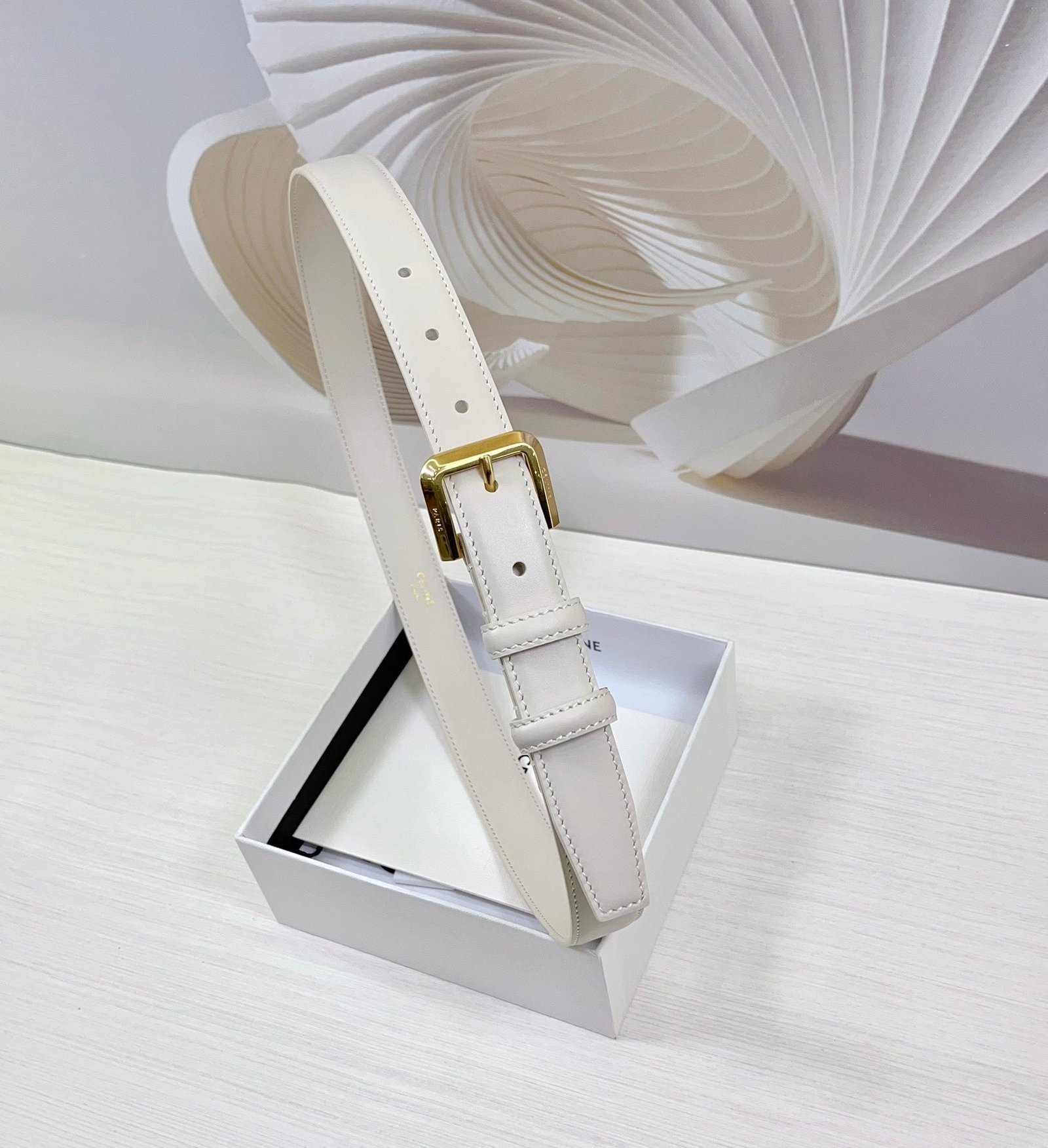 Alternative view of CELINE White Gold Buckle Belt