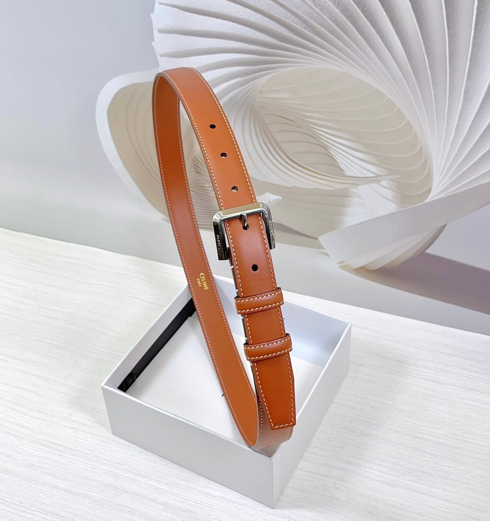 Alternative view of CELINE Tan Silver Buckle Belt