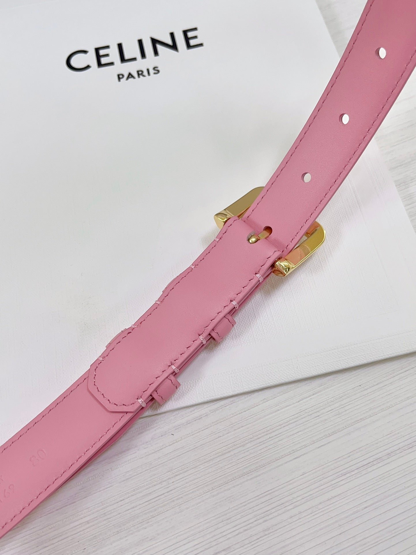 CELINE Pink Gold Buckle Belt - Image 4