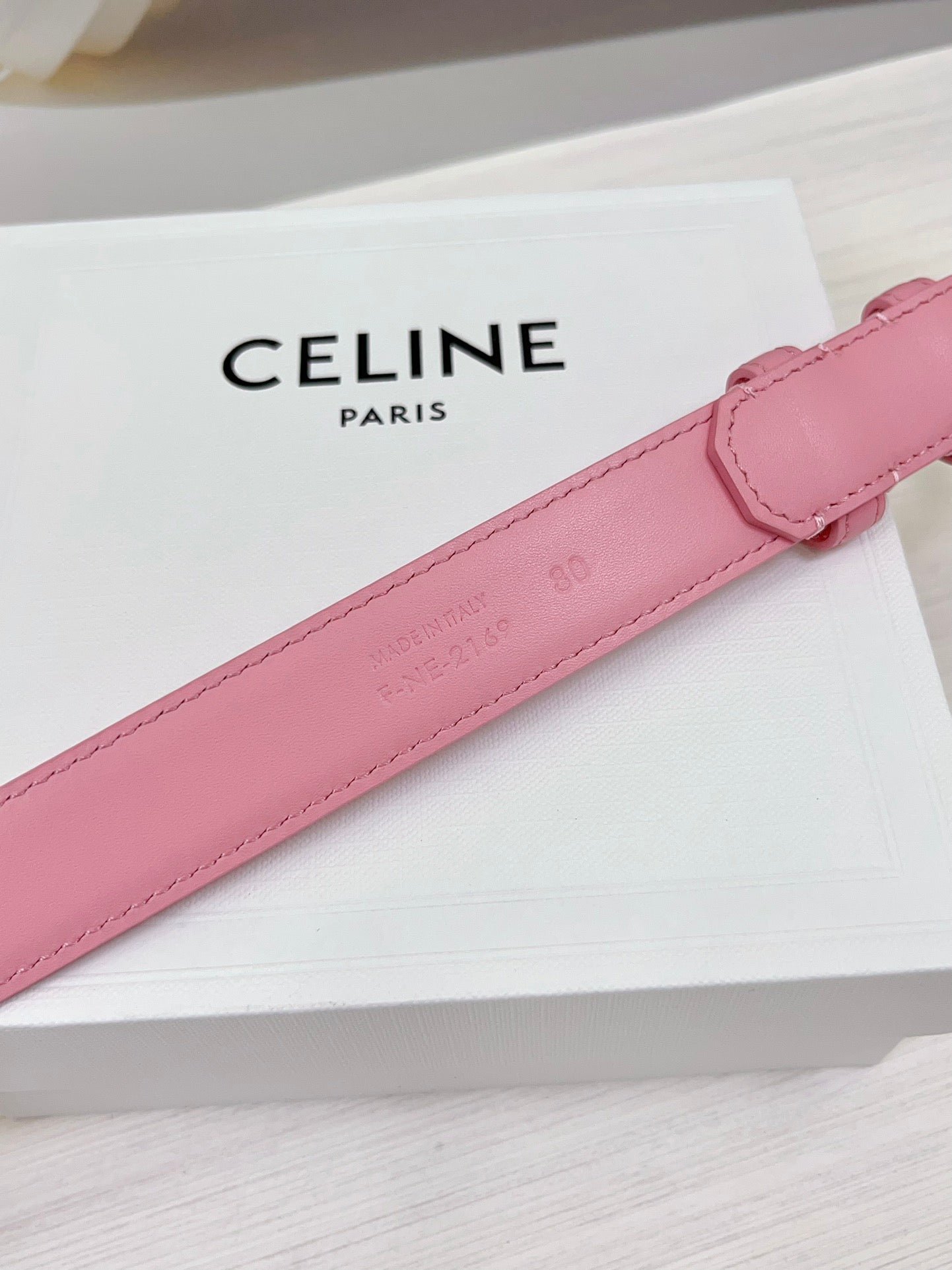 CELINE Pink Gold Buckle Belt - Image 8