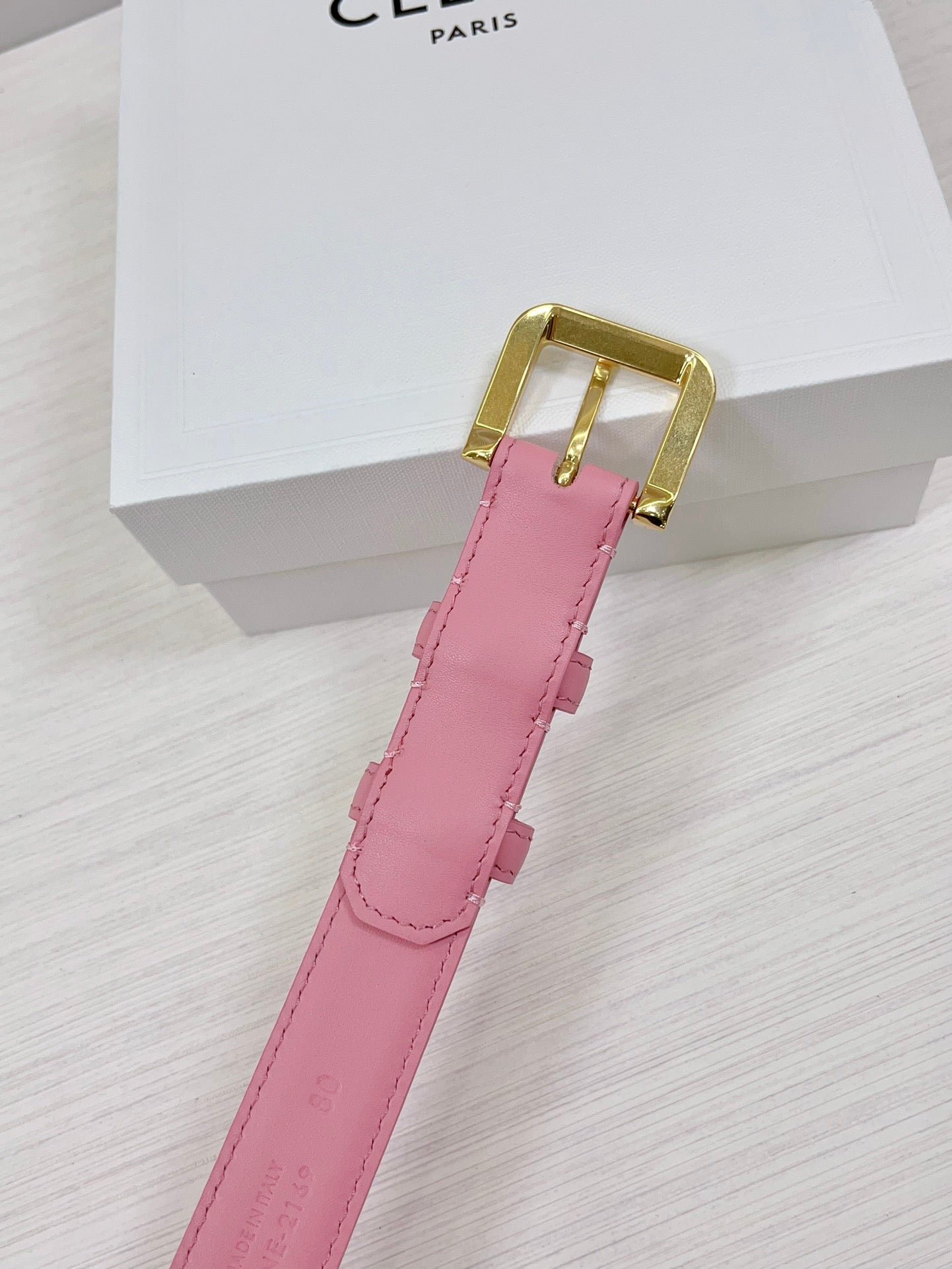 CELINE Pink Gold Buckle Belt - Image 7