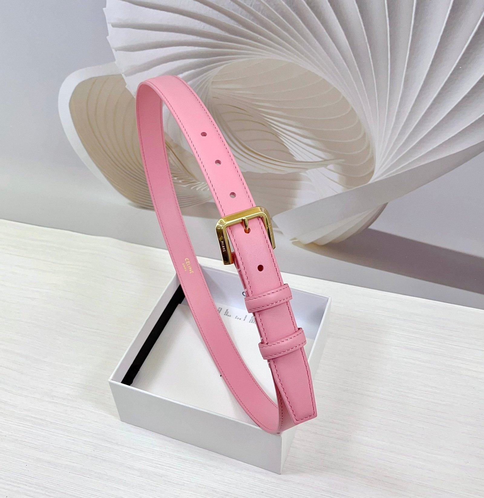 CELINE Pink Gold Buckle Belt - Image 5