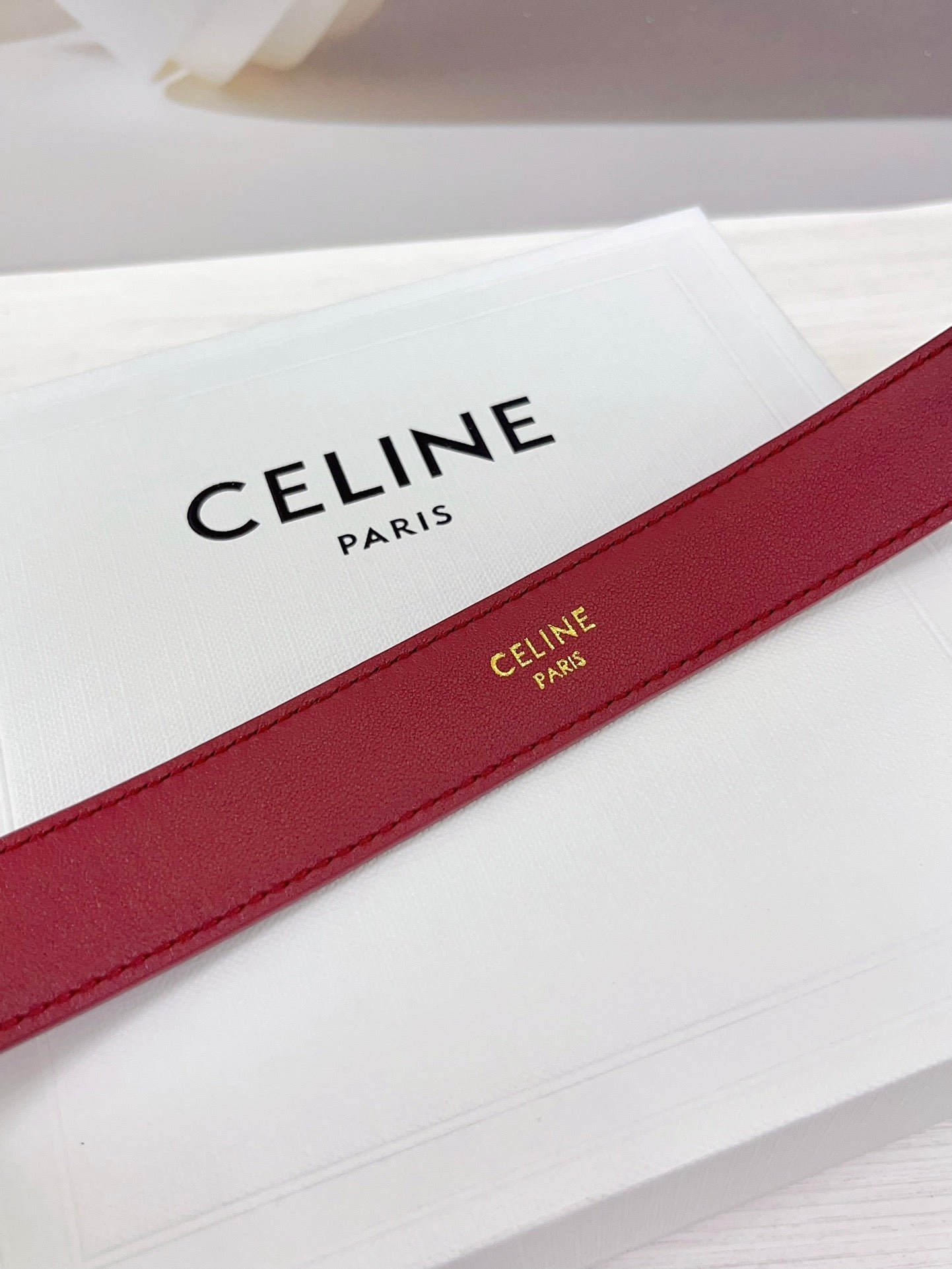 Alternative view of CELINE Red Gold Buckle Belt
