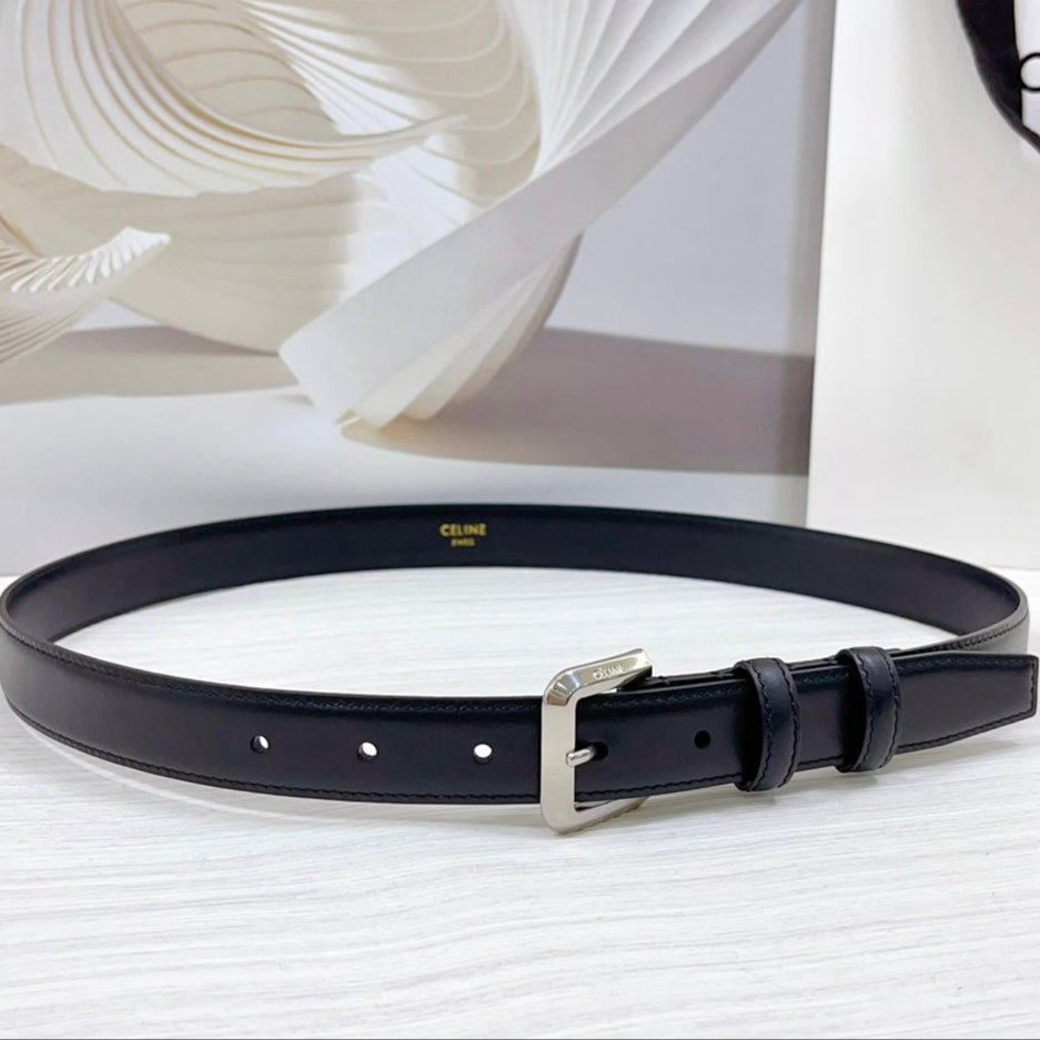 CELINE Black Silver Buckle Belt
