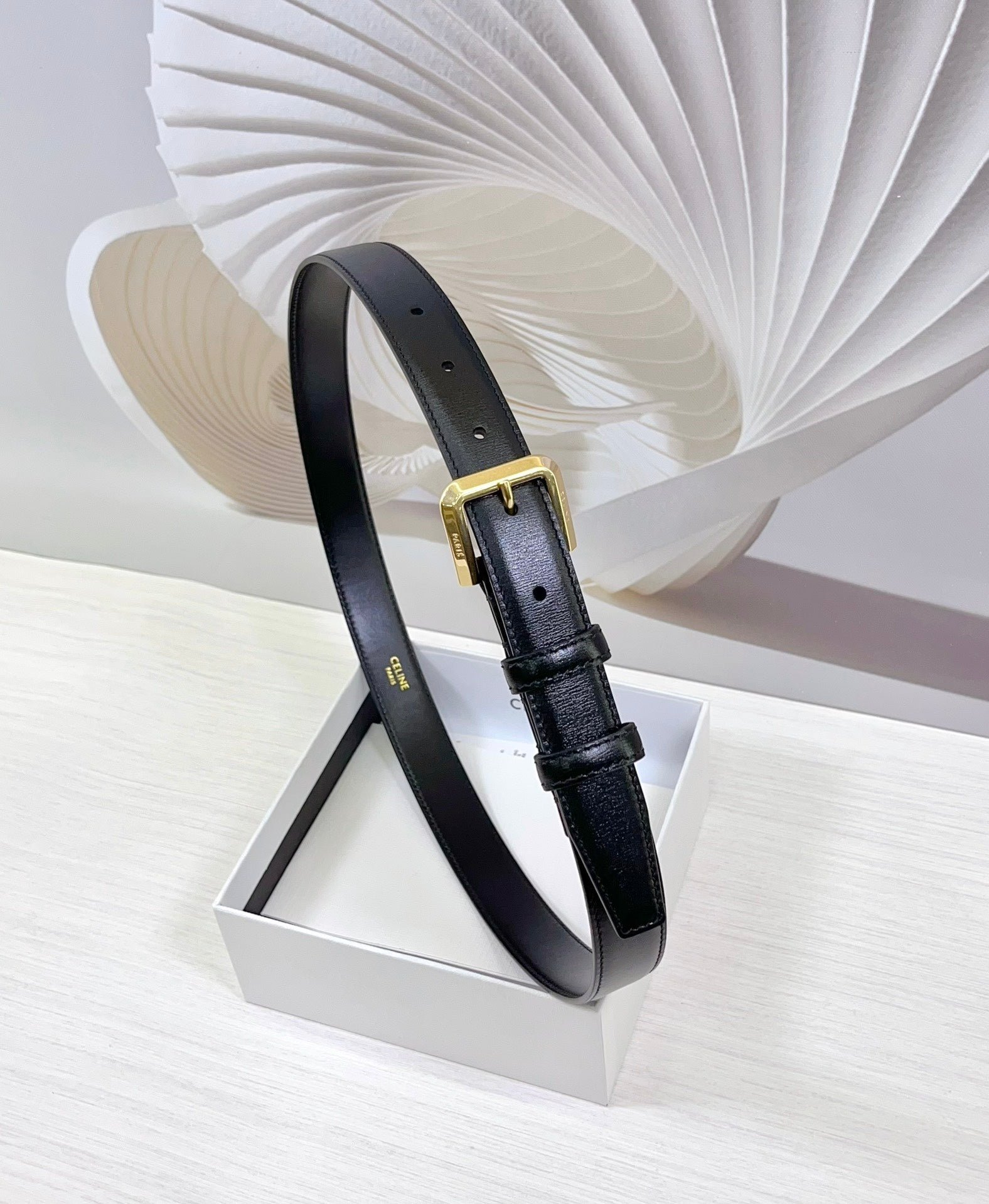 Alternative view of CELINE Black Gold Buckle Belt