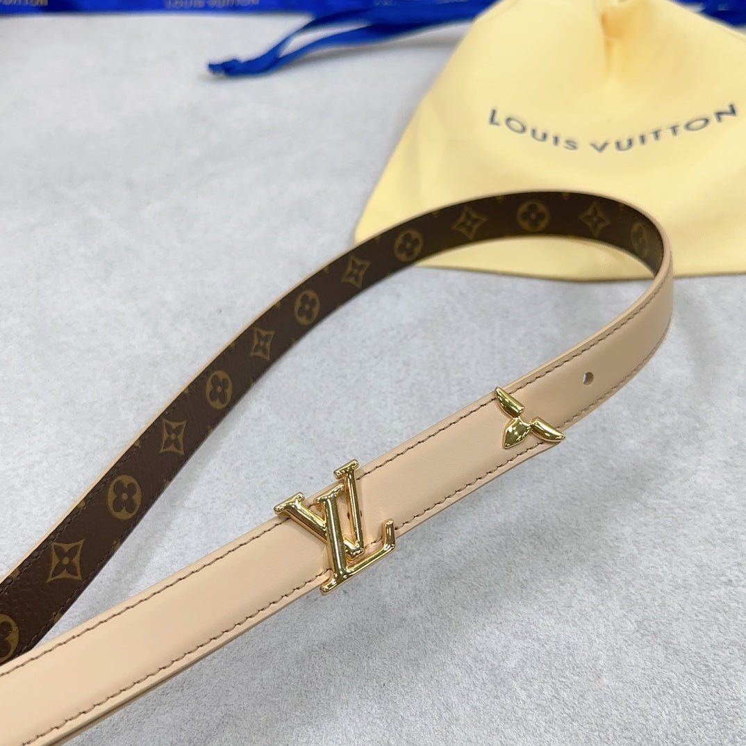 LV Beige Leather LV Belt - Image 9