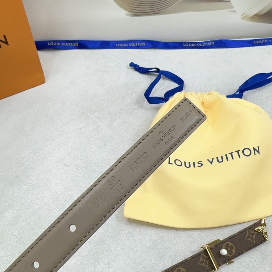 LV Grey Leather LV Belt - Image 8