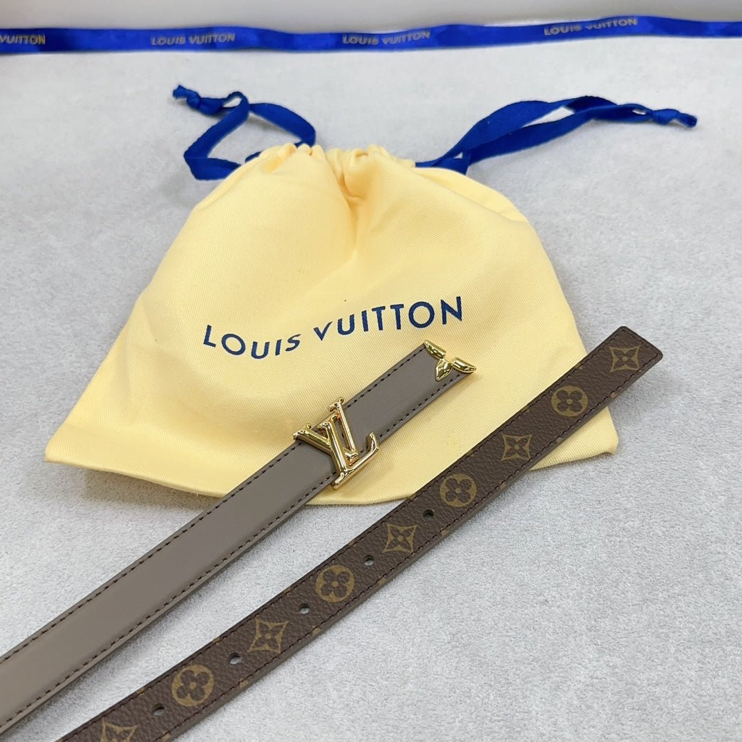 LV Grey Leather LV Belt - Image 9