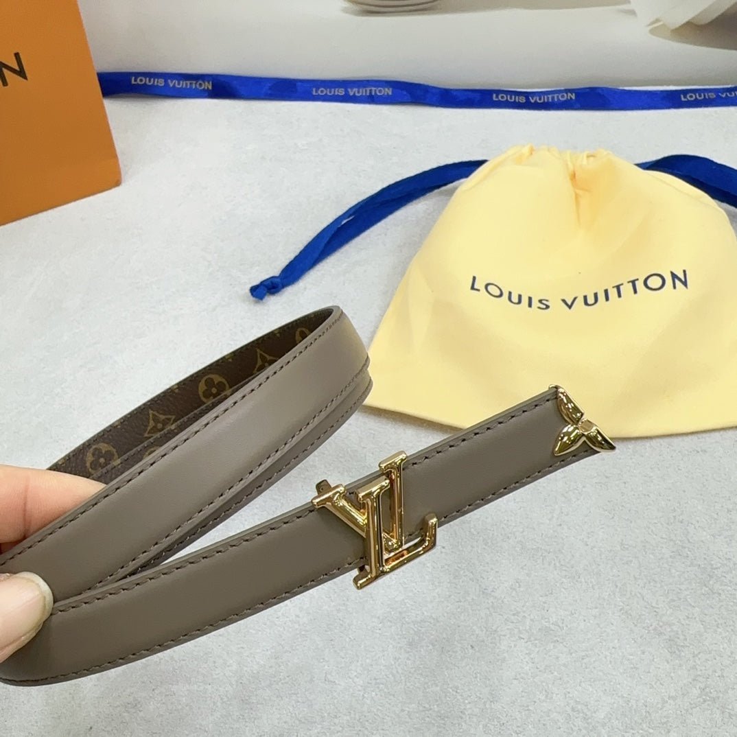 LV Grey Leather LV Belt - Image 3