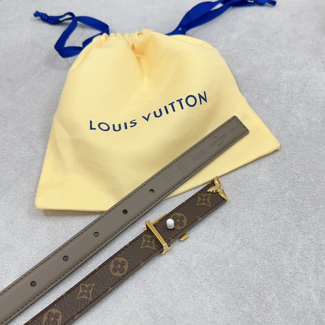 LV Grey Leather LV Belt - Image 5